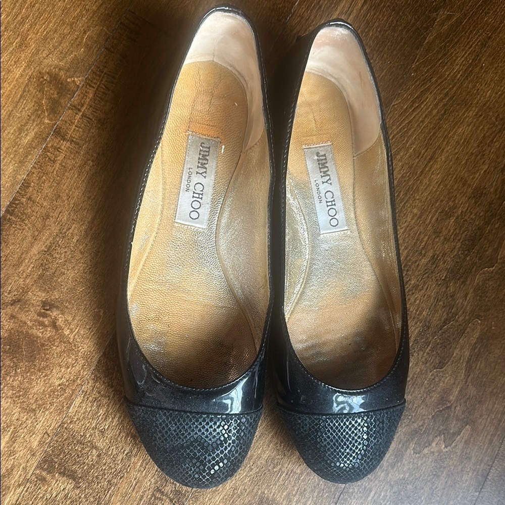 Jimmy Choo Black Patent Leather Flats